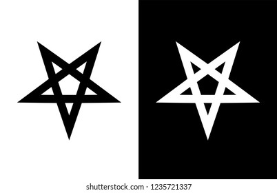 Vector emblem of Satan Pentagram Star on white and black background