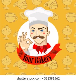 Vector emblem and seamless pattern for bakery
