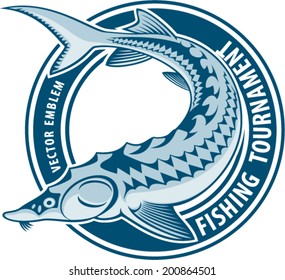 vector emblem with sturgeon fish