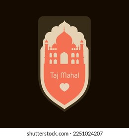 Vector emblem with Taj Mahal palace silhouette