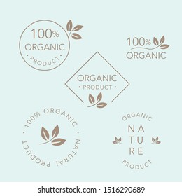 Vector emblem template set for organic products