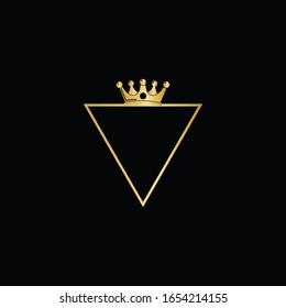 Vector emblem of a triangle and gold crown.