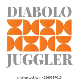 Vector emblem for t-shirt with text Diabolo Juggler. Isolated on white background.