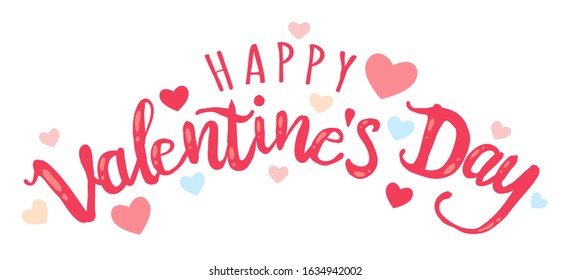 Vector emblem for Valentine's day. Logo for Valentine's day with hand drawing letters. Lettering for Valentines day.