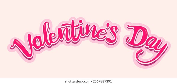 Vector emblem for Valentine's day. Logo for Valentine's day with hand drawing letters. Lettering for Valentines day.