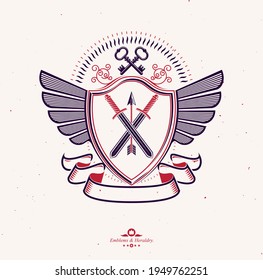 Emblema vectorial, diseño heráldico vintage.