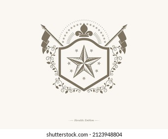 Vector emblem, vintage heraldic design.