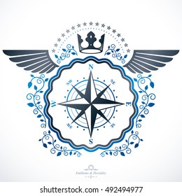 Vector emblem, vintage heraldic design.