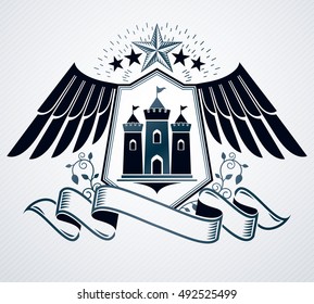 Vector emblem, vintage heraldic design.