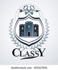 Vector emblem, vintage heraldic design.