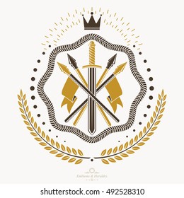 Vector emblem, vintage heraldic design.