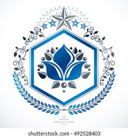 Vector emblem, vintage heraldic design.