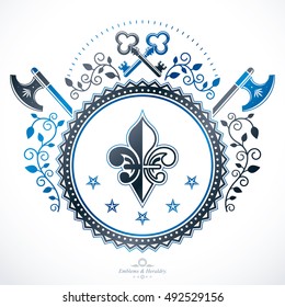 Vector emblem, vintage heraldic design.