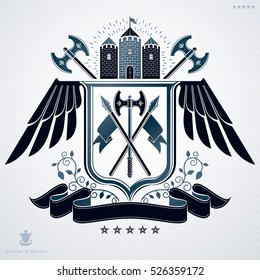 Vector emblem, vintage heraldic design.