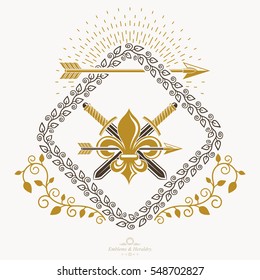 Vector emblem, vintage heraldic design.