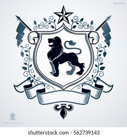 Vector emblem, vintage heraldic design.