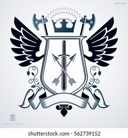 Vector emblem, vintage heraldic design.