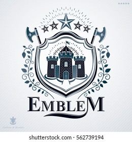 Vector emblem, vintage heraldic design.