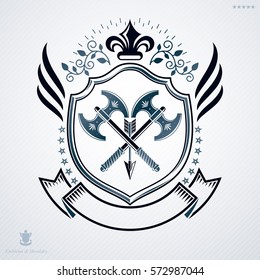 Vector emblem, vintage heraldic design.