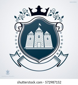 Vector emblem, vintage heraldic design.