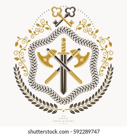 Vector emblem, vintage heraldic design.
