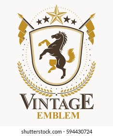 Vector emblem, vintage heraldic design.