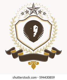 Vector emblem, vintage heraldic design.