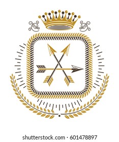 Vector emblem, vintage heraldic design.