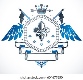 Vector emblem, vintage heraldic design.