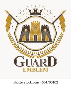 Vector emblem, vintage heraldic design.