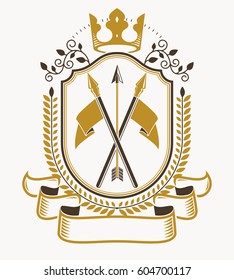 Vector emblem, vintage heraldic design.