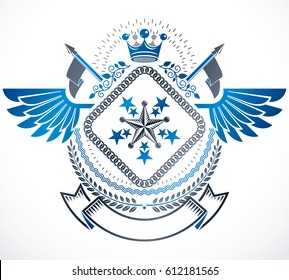 Vector emblem, vintage heraldic design.