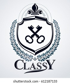Vector emblem, vintage heraldic design.