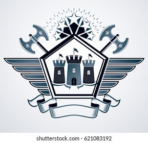 Vector emblem, vintage heraldic design.