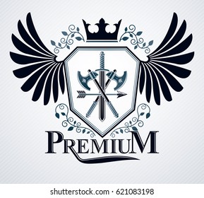 Vector emblem, vintage heraldic design.