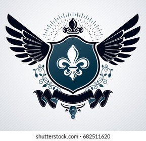 Vector emblem, vintage heraldic design.