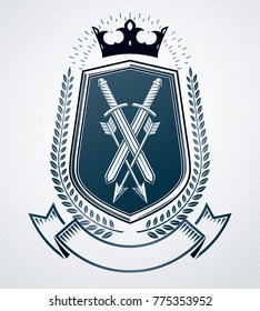 Vector emblem, vintage heraldic design.