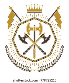 Vector emblem, vintage heraldic design.