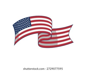 Vector Emblem of Waving American Flag for Patriotic Design. This artwork is ideal for emblem design, civic branding, Independence Day promotions, and official badge visuals that celebrate American identity and freedom.
