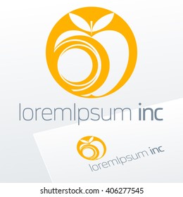 Vector emblem with yellow fruit . Logo for Business, Ecology and Cosmetics