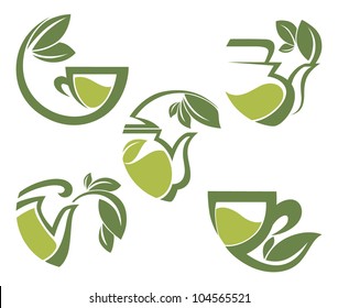vector emblems and symbols for warm herbal tea