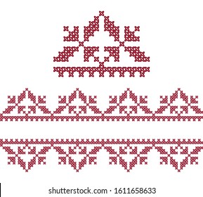 Vector embroidered cross stitched borders and increased link for example, ukrainian traditional ornament