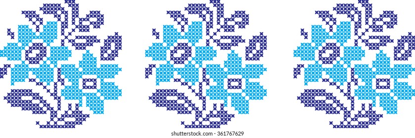 The vector embroidered flowers 