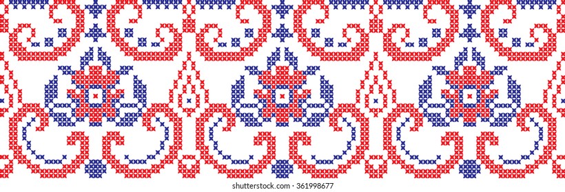 The vector embroidered flowers 