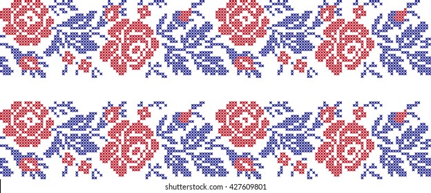 The vector embroidered flowers 