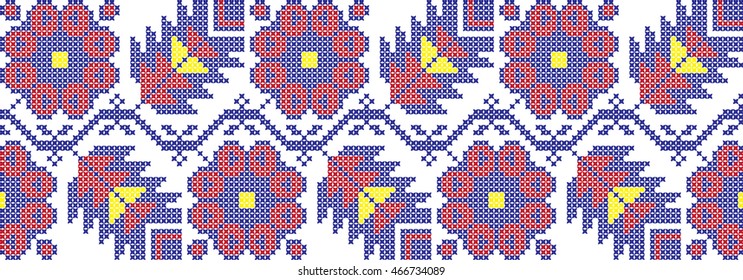The vector embroidered flowers 