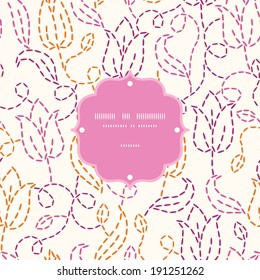Vector embroidered flowers frame seamless pattern background with hand drawn elements