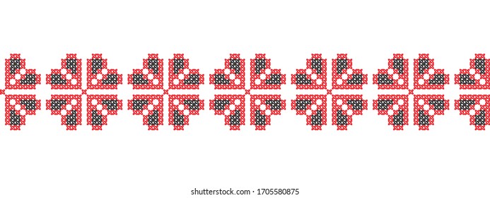 Vector embroidered seamless cross-stitched border