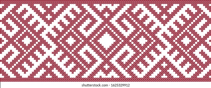 Vector embroidered seamless decorative ethnic traditional border