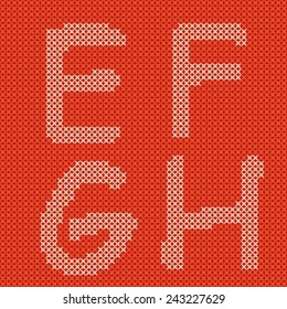 Vector embroidering alphabet. Letters EFGH. Font abc alphabet set.